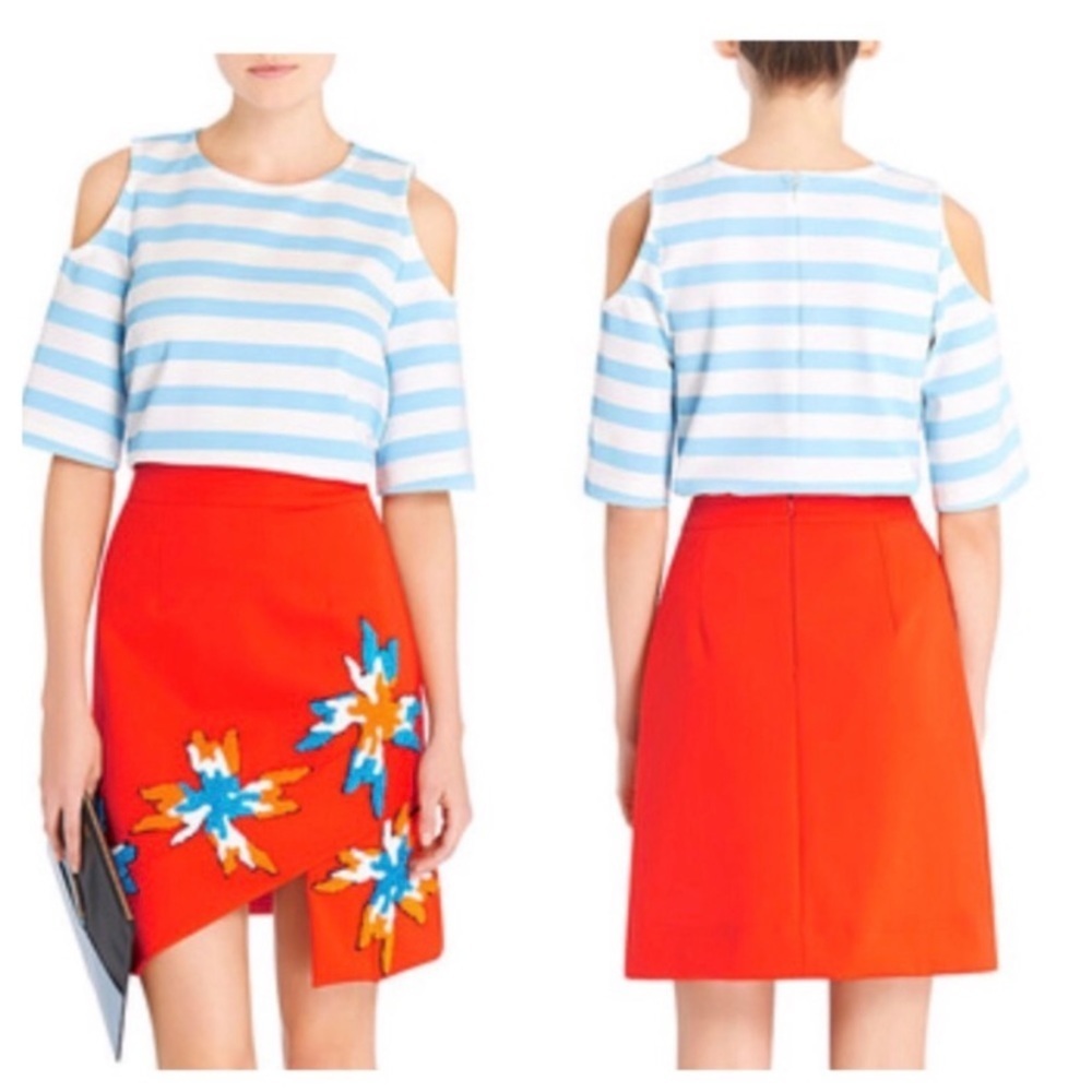 Tanya Taylor blue and white stripe iris top